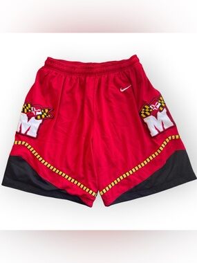 Vintage Nike Maryland Terrapins Basketball Shorts Men Large Red UMD Team NCAA